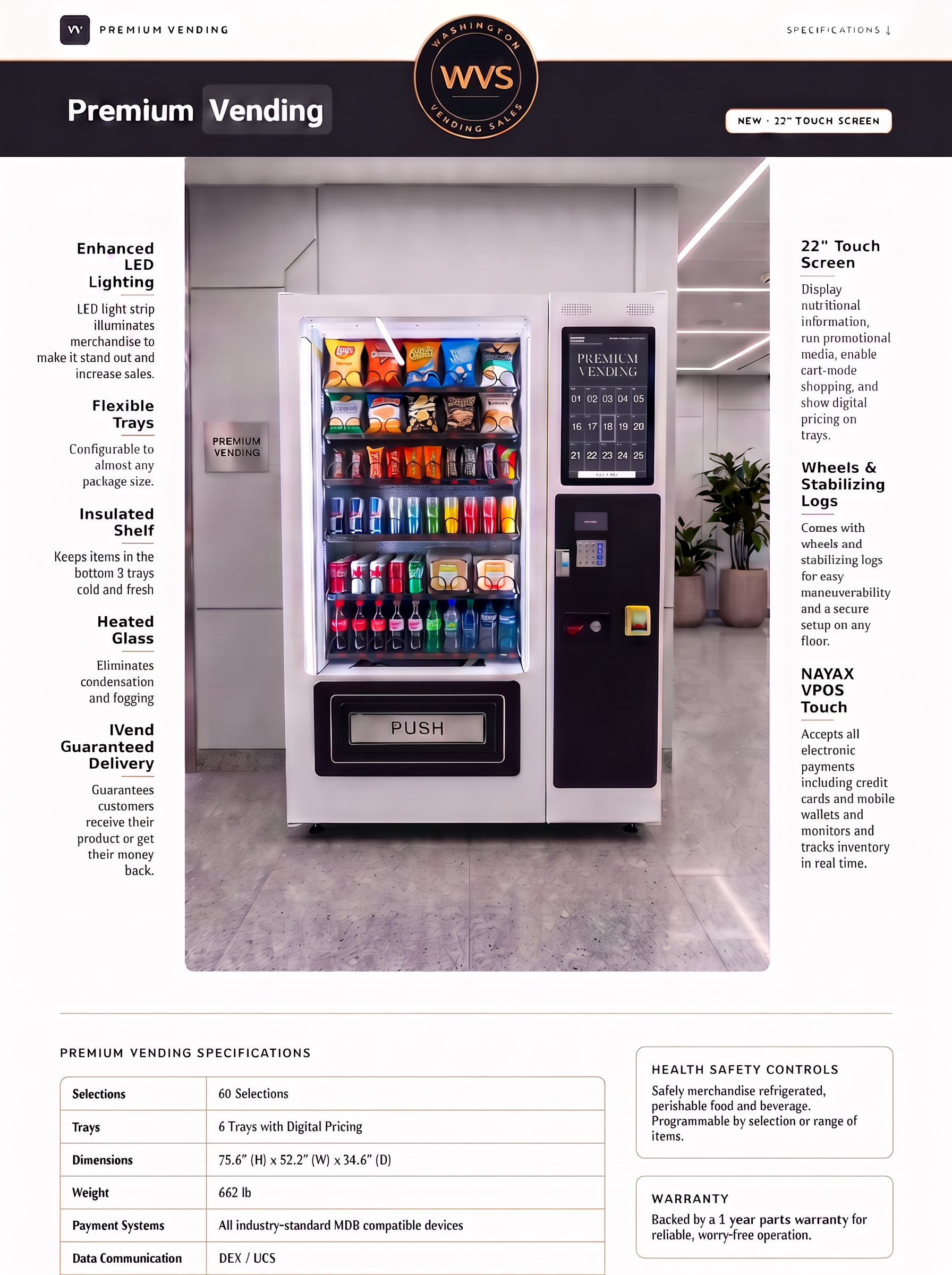 Touch Screen Combo Vending Machine specifications flyer